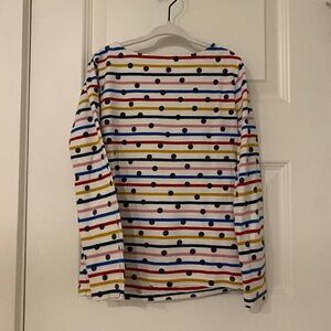 Mini Boden Multi Stripe Spotted Breton Long Sleeved Shirt, Girls Size 7-8